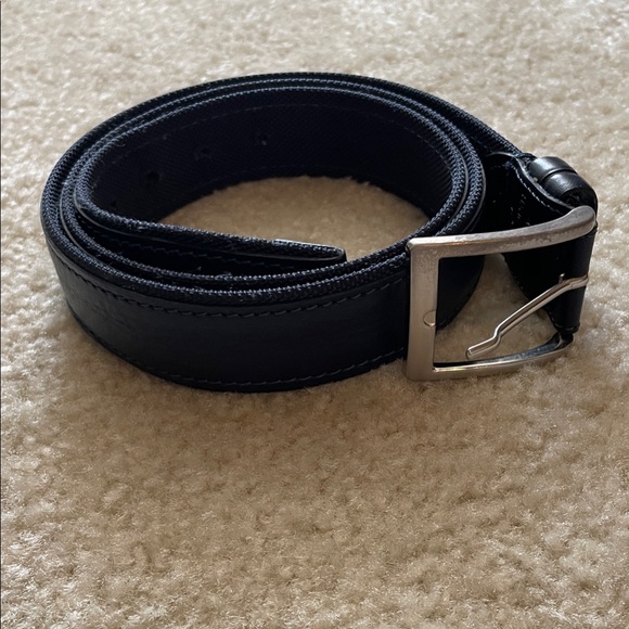 Men's Navy Leather Belt - Picture 1 of 5